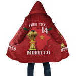 Morocco Football Custom Cloak Atlas Lions Champions African Red Islamic Pattern
