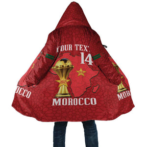 Morocco Football Custom Cloak Atlas Lions Champions African Red Islamic Pattern