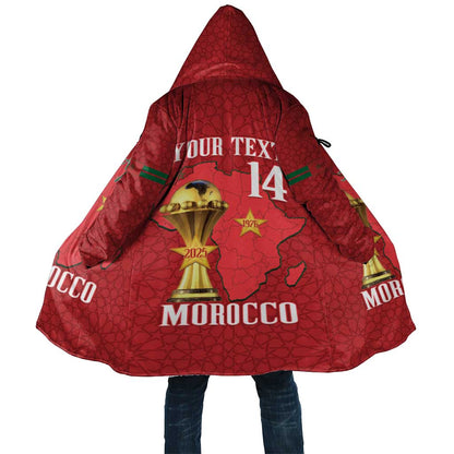 Morocco Football Custom Cloak Atlas Lions Champions African Red Islamic Pattern