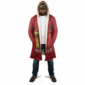 Morocco Football Custom Cloak Atlas Lions Champions African Red Islamic Pattern