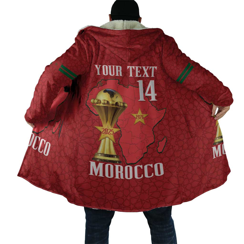 Morocco Football Custom Cloak Atlas Lions Champions African Red Islamic Pattern