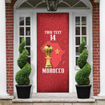 Morocco Football Custom Door Cover Atlas Lions Champions African Red Islamic Pattern