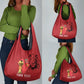 Morocco Football Custom Grocery Bag Atlas Lions Champions African Red Islamic Pattern