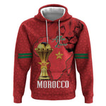Morocco Football Custom Hoodie Atlas Lions Champions African Red Islamic Pattern