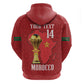 Morocco Football Custom Hoodie Atlas Lions Champions African Red Islamic Pattern