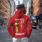 Morocco Football Custom Hoodie Atlas Lions Champions African Red Islamic Pattern