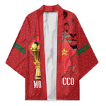Morocco Football Custom Kimono Atlas Lions Champions African Red Islamic Pattern