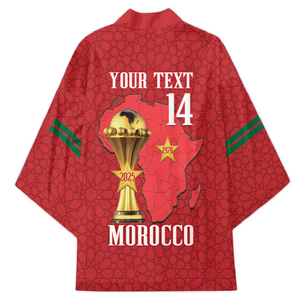 Morocco Football Custom Kimono Atlas Lions Champions African Red Islamic Pattern