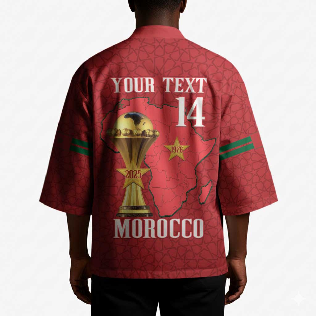 Morocco Football Custom Kimono Atlas Lions Champions African Red Islamic Pattern