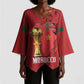 Morocco Football Custom Kimono Sleeve Blouse Atlas Lions Champions African Red Islamic Pattern