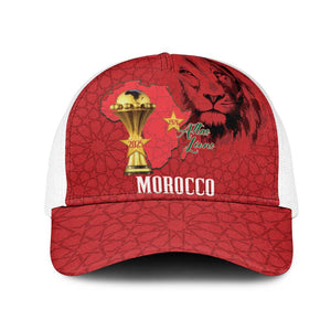 Morocco Football Mesh Trucker Cap Atlas Lions Champions African Red Islamic Pattern