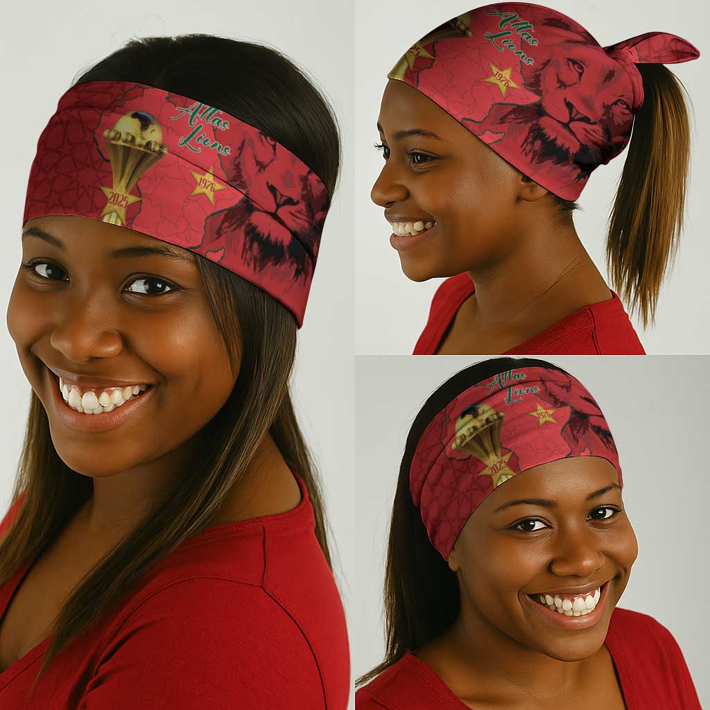 Morocco Football Custom Neck Gaiter Atlas Lions Champions African Red Islamic Pattern