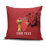 Morocco Football Custom Pillow Cover Atlas Lions Champions African Red Islamic Pattern