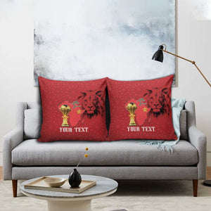 Morocco Football Custom Pillow Cover Atlas Lions Champions African Red Islamic Pattern