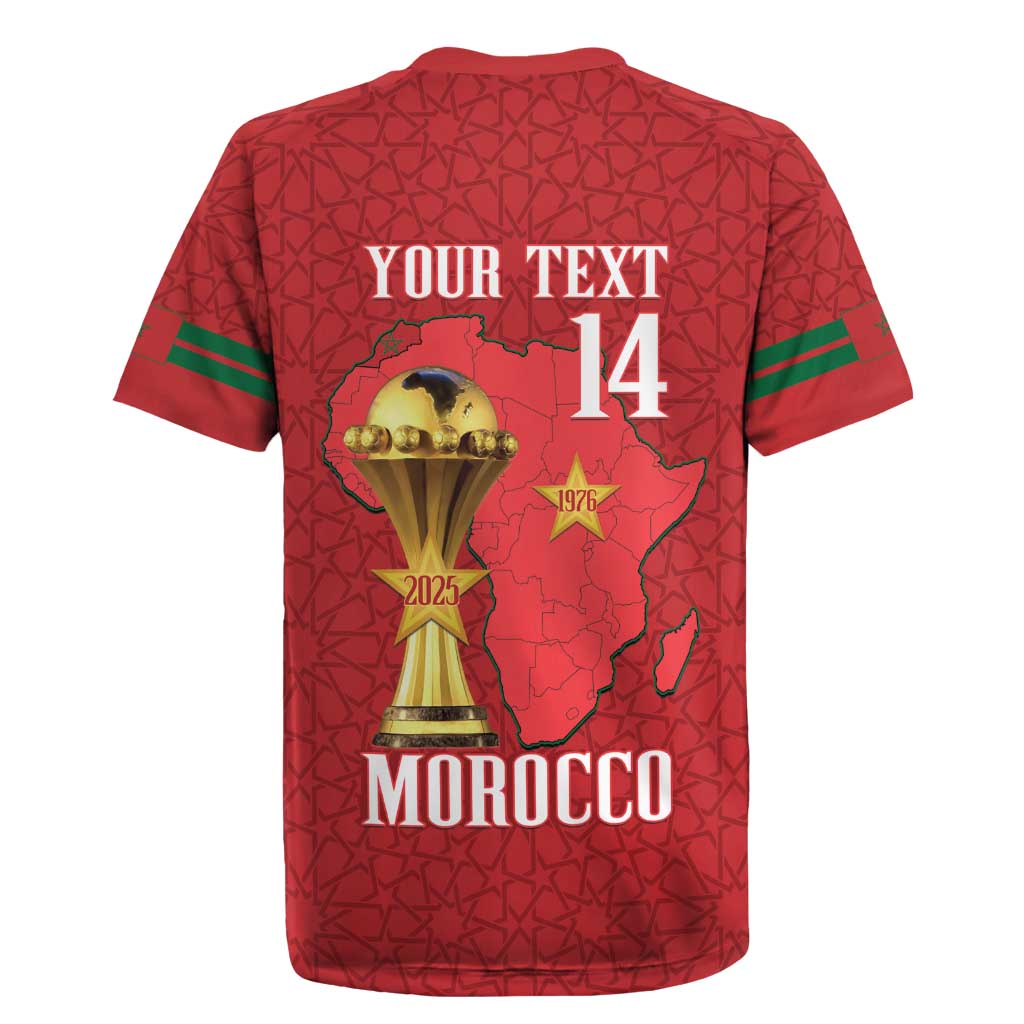Morocco Football Custom Rugby Jersey Atlas Lions Champions African Red Islamic Pattern