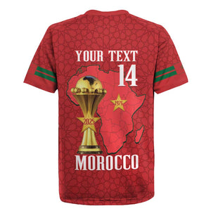 Morocco Football Custom Rugby Jersey Atlas Lions Champions African Red Islamic Pattern