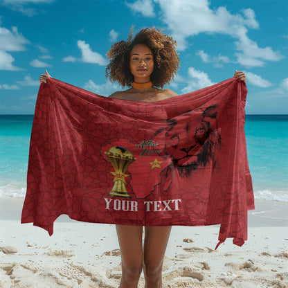 Morocco Football Custom Sarong Atlas Lions Champions African Red Islamic Pattern