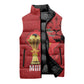 Morocco Football Custom Sleeveless Puffer Jacket Atlas Lions Champions African Red Islamic Pattern