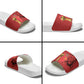 Morocco Football Custom Slide Sandals Atlas Lions Champions African Red Islamic Pattern