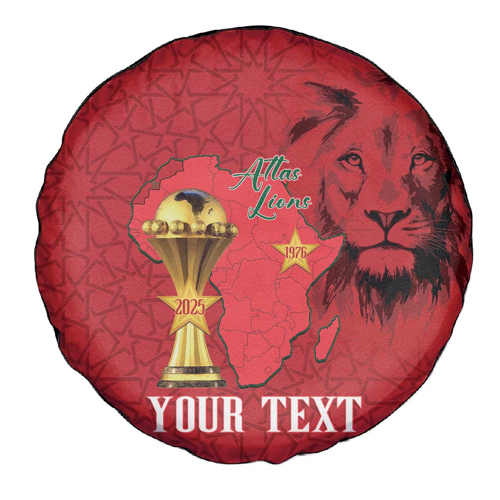 Morocco Football Custom Spare Tire Cover Atlas Lions Champions African Red Islamic Pattern