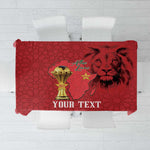 Morocco Football Custom Tablecloth Atlas Lions Champions African Red Islamic Pattern