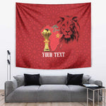 Morocco Football Custom Tapestry Atlas Lions Champions African Red Islamic Pattern