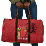 Morocco Football Custom Travel Bag Atlas Lions Champions African Red Islamic Pattern