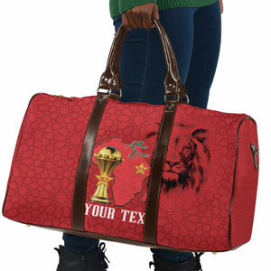Morocco Football Custom Travel Bag Atlas Lions Champions African Red Islamic Pattern