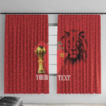 Morocco Football Custom Window Curtain Atlas Lions Champions African Red Islamic Pattern