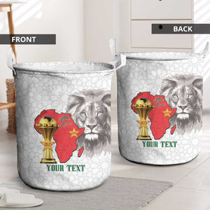 Morocco Football Custom Laundry Basket Atlas Lions Champions African White Islamic Pattern