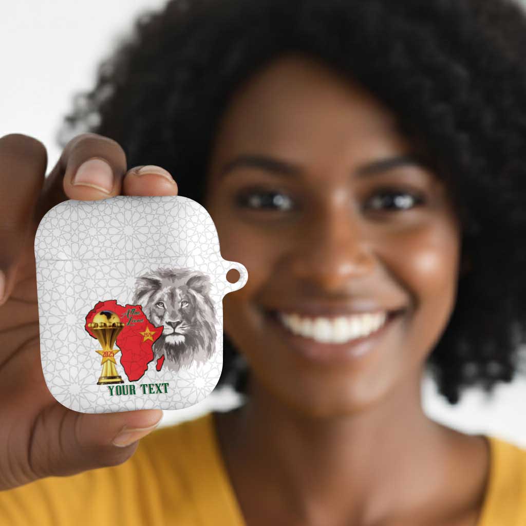 Morocco Football Custom AirPods Case Atlas Lions Champions African White Islamic Pattern