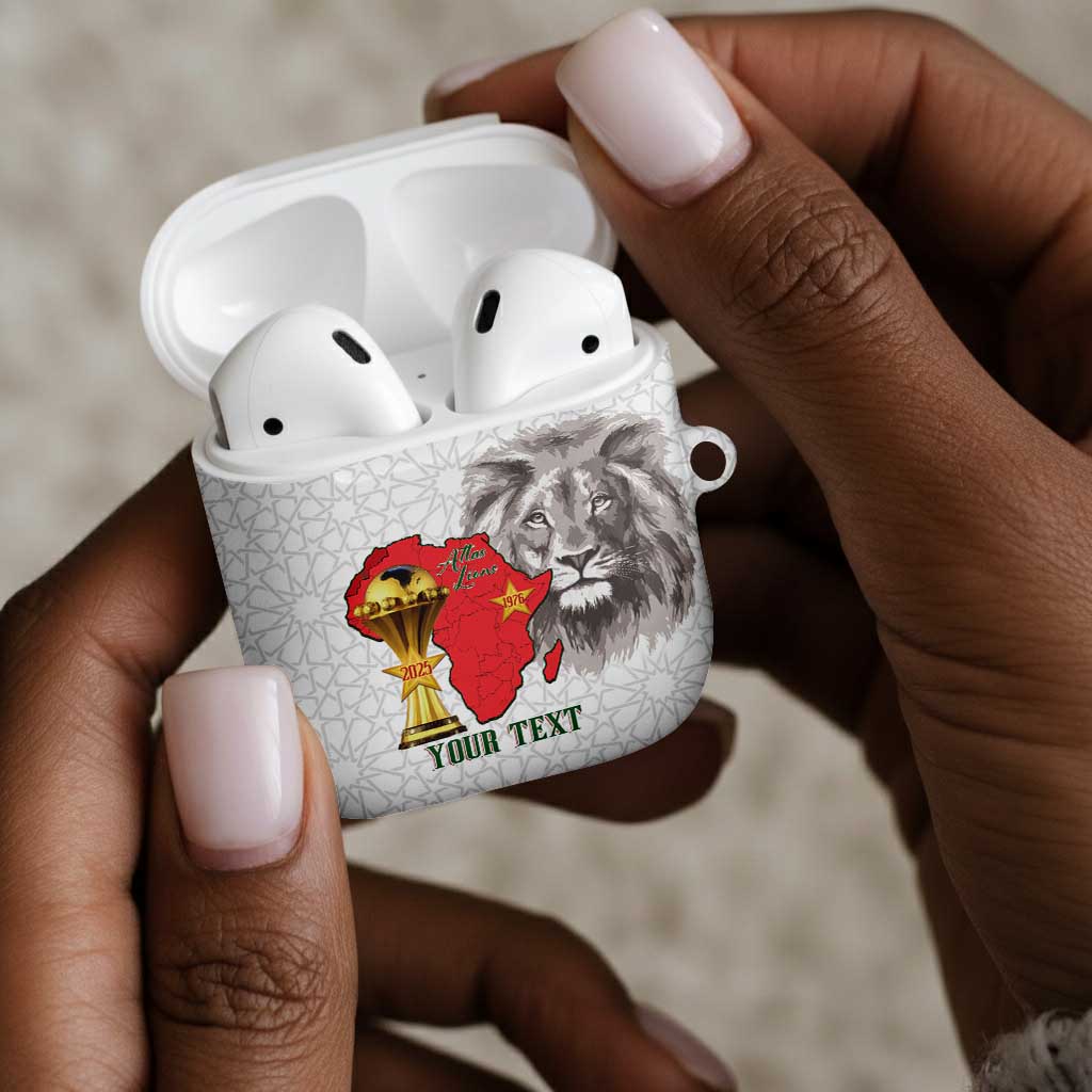 Morocco Football Custom AirPods Case Atlas Lions Champions African White Islamic Pattern