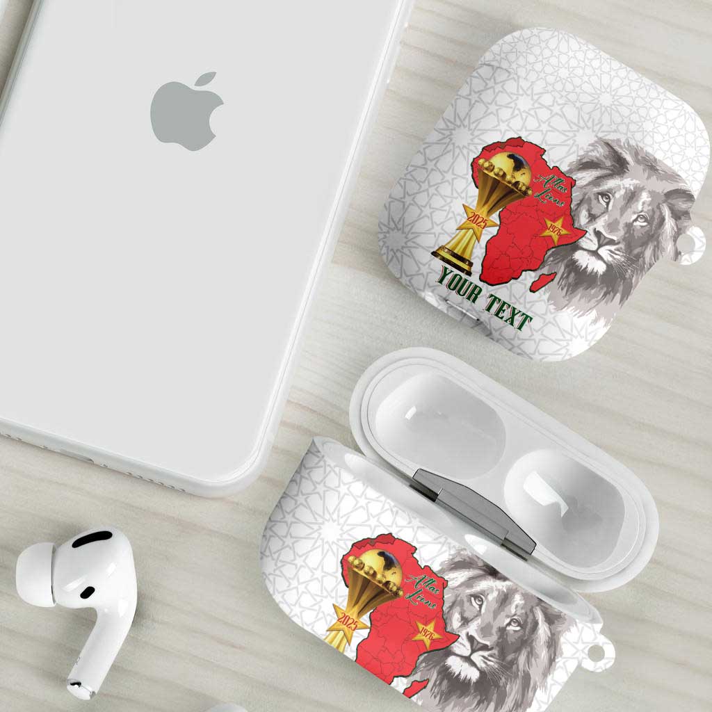Morocco Football Custom AirPods Case Atlas Lions Champions African White Islamic Pattern