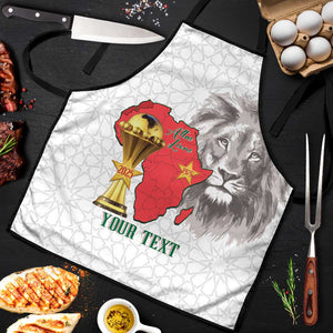 Morocco Football Custom Apron Atlas Lions Champions African White Islamic Pattern