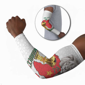 Morocco Football Custom Arm Sleeves Atlas Lions Champions African White Islamic Pattern