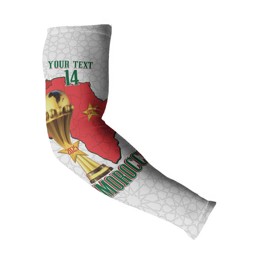 Morocco Football Custom Arm Sleeves Atlas Lions Champions African White Islamic Pattern