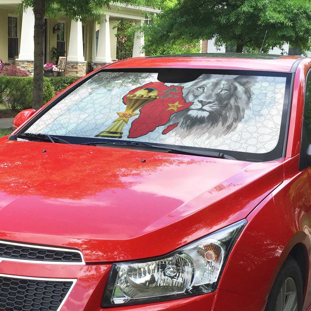 Morocco Football Custom Auto Sun Shade Atlas Lions Champions African White Islamic Pattern