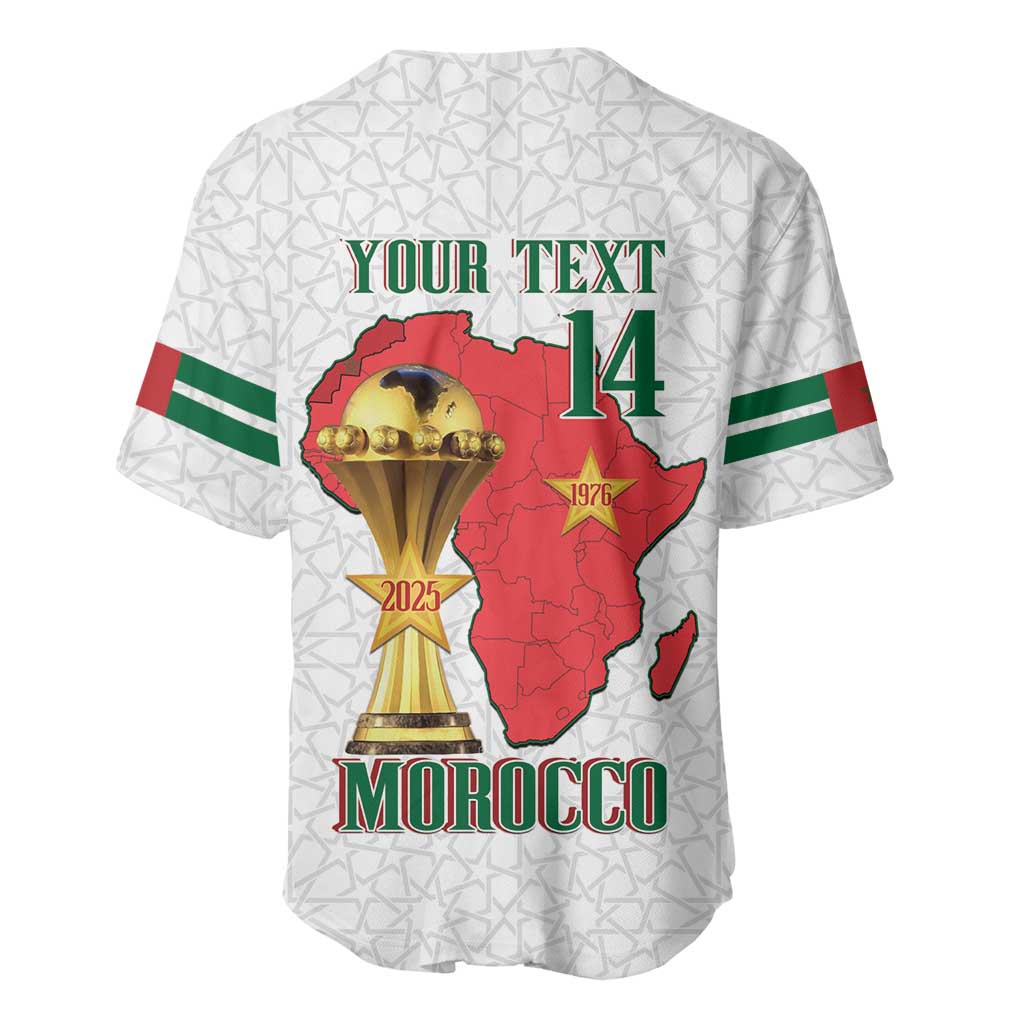 Morocco Football Custom Baseball Jersey Atlas Lions Champions African White Islamic Pattern