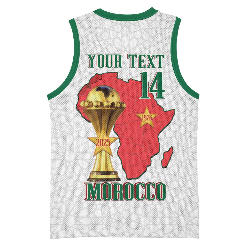 Morocco Football Custom Basketball Jersey Atlas Lions Champions African White Islamic Pattern