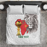 Morocco Football Custom Bedding Set Atlas Lions Champions African White Islamic Pattern