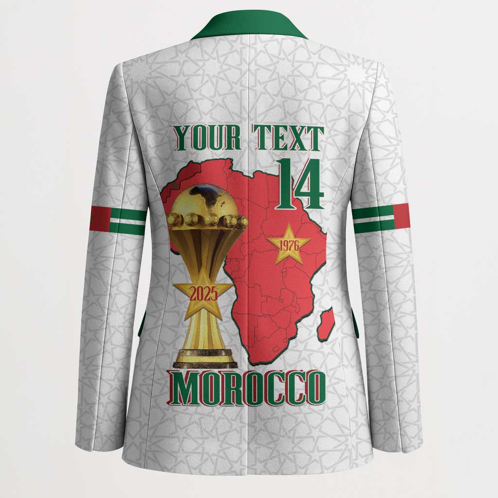 Morocco Football Custom Blazer Atlas Lions Champions African White Islamic Pattern