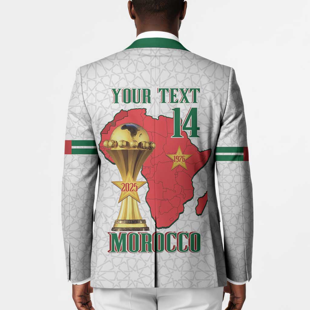 Morocco Football Custom Blazer Atlas Lions Champions African White Islamic Pattern