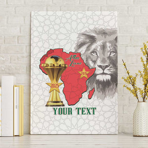 Morocco Football Custom Canvas Wall Art Atlas Lions Champions African White Islamic Pattern
