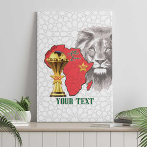 Morocco Football Custom Canvas Wall Art Atlas Lions Champions African White Islamic Pattern