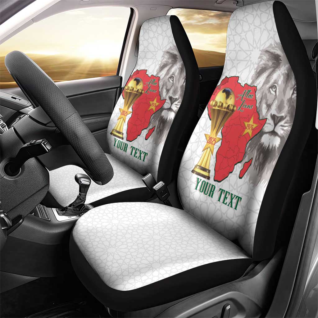 Morocco Football Custom Car Seat Cover Atlas Lions Champions African White Islamic Pattern