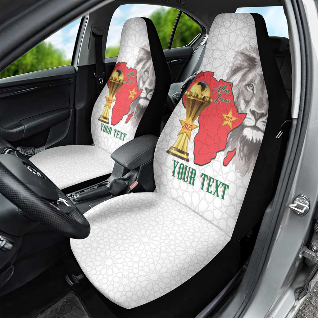 Morocco Football Custom Car Seat Cover Atlas Lions Champions African White Islamic Pattern
