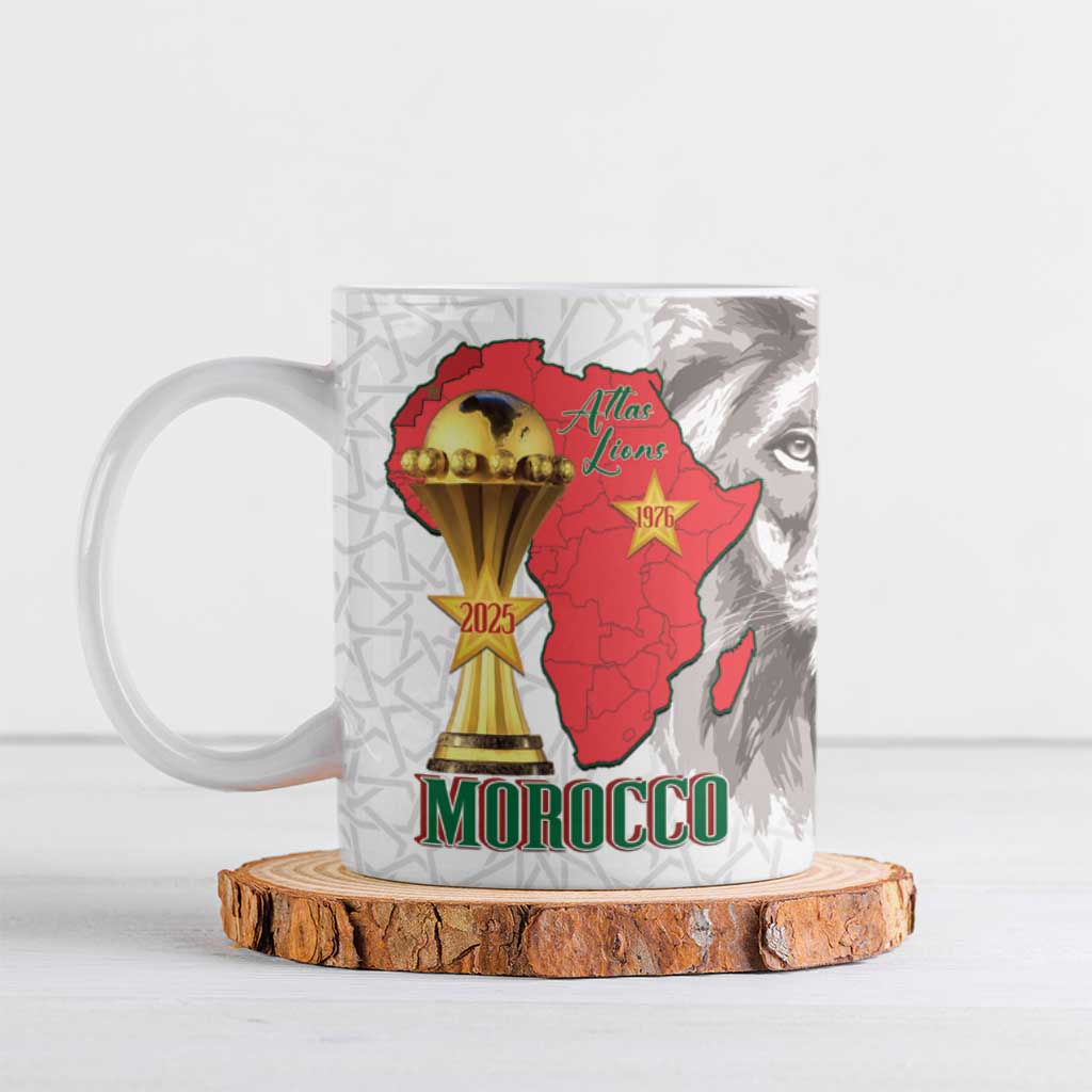 Morocco Football Custom Ceramic Mug Atlas Lions Champions African White Islamic Pattern