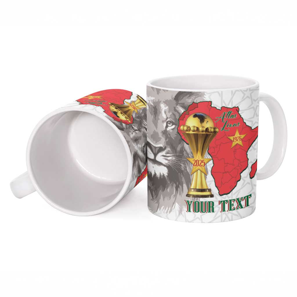 Morocco Football Custom Ceramic Mug Atlas Lions Champions African White Islamic Pattern