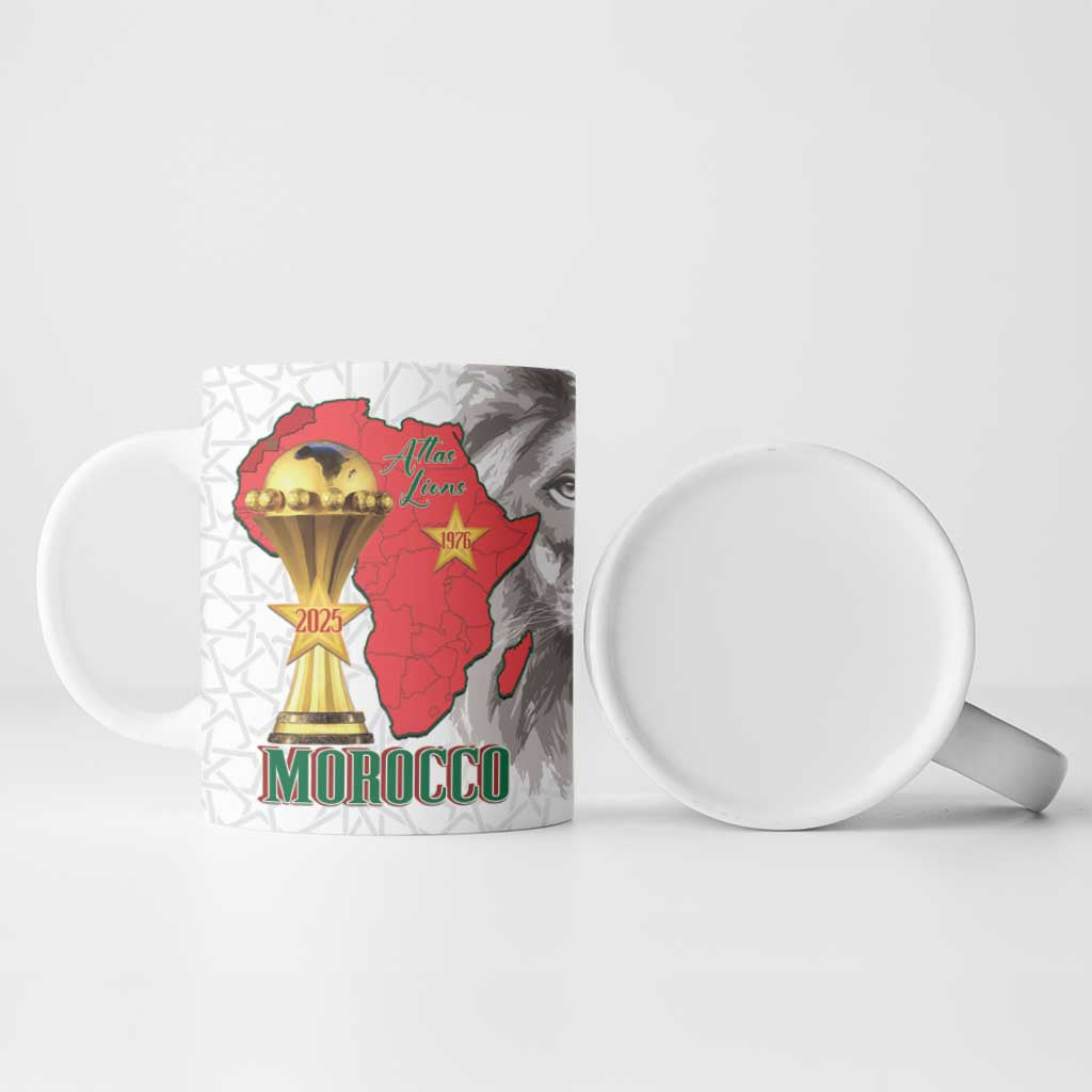 Morocco Football Custom Ceramic Mug Atlas Lions Champions African White Islamic Pattern