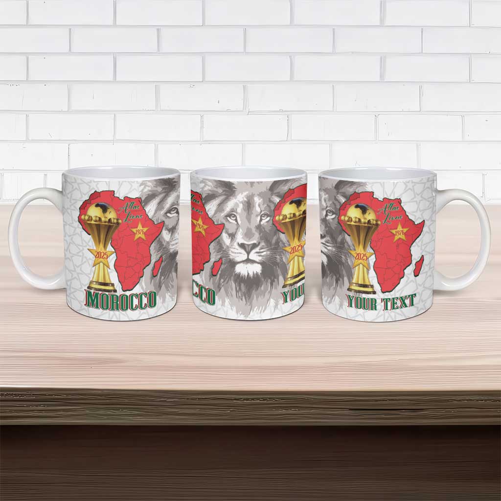 Morocco Football Custom Ceramic Mug Atlas Lions Champions African White Islamic Pattern
